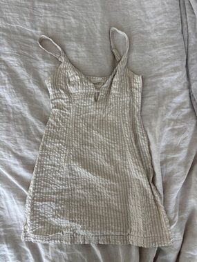 Urban Outfitters Neutral Striped Linen Tank Dress